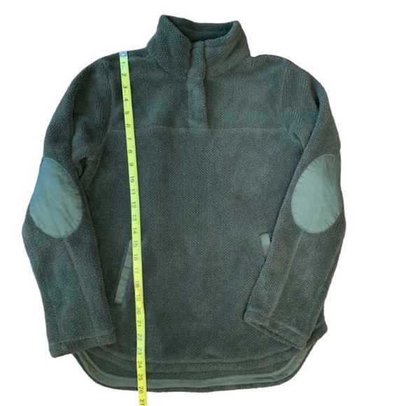 Thread + Supply Fleece Quarter Snap Mock Neck Pullover Olive Green Extra Small - Picture 9 of 11
